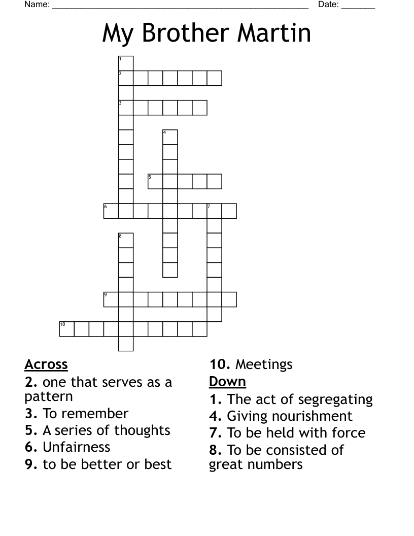 My Brother Martin Crossword