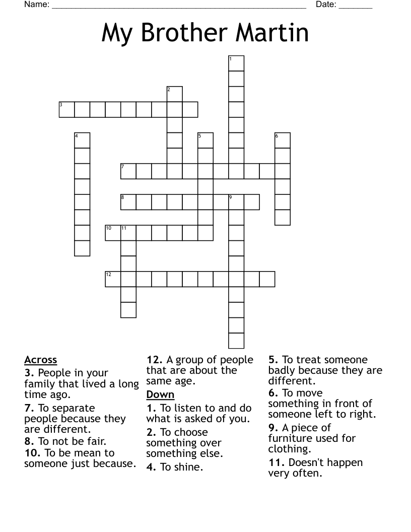 My Brother Martin Crossword