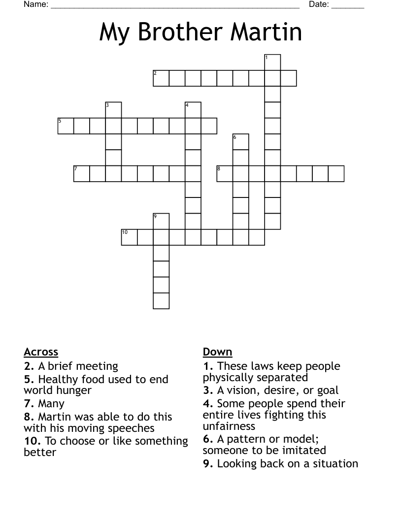 My Brother Martin Crossword