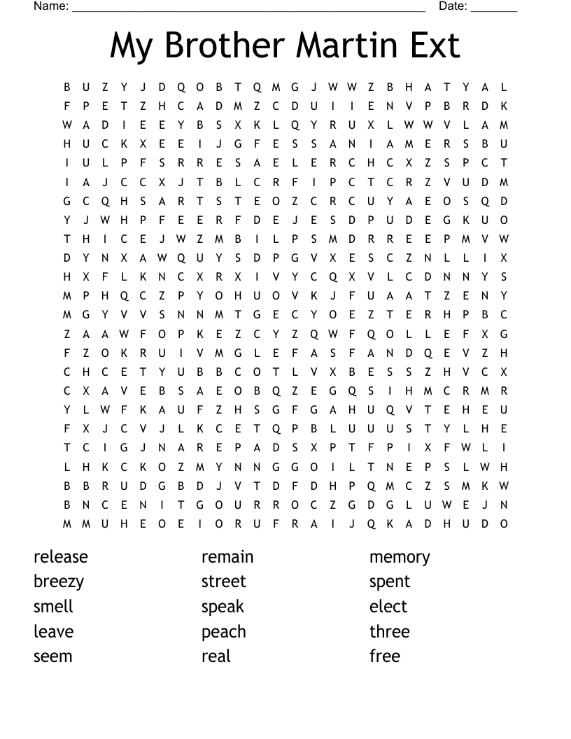 My Brother Martin Ext Word Search