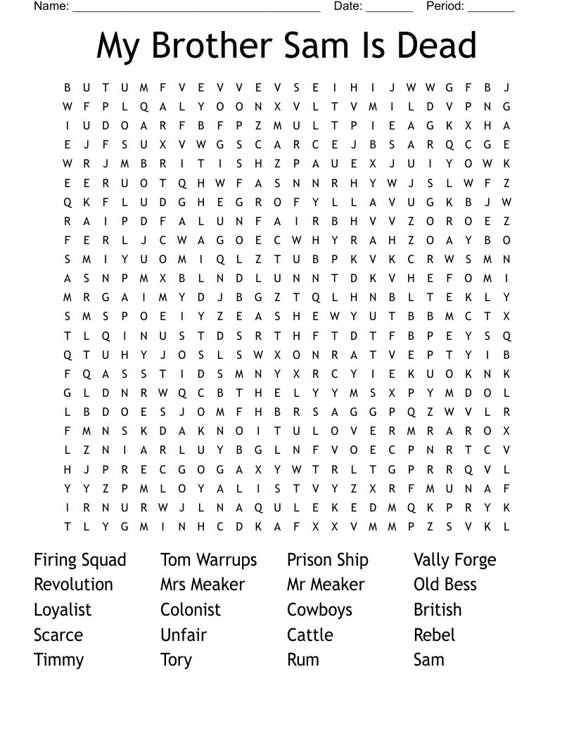 My Brother Sam Is Dead Word Search