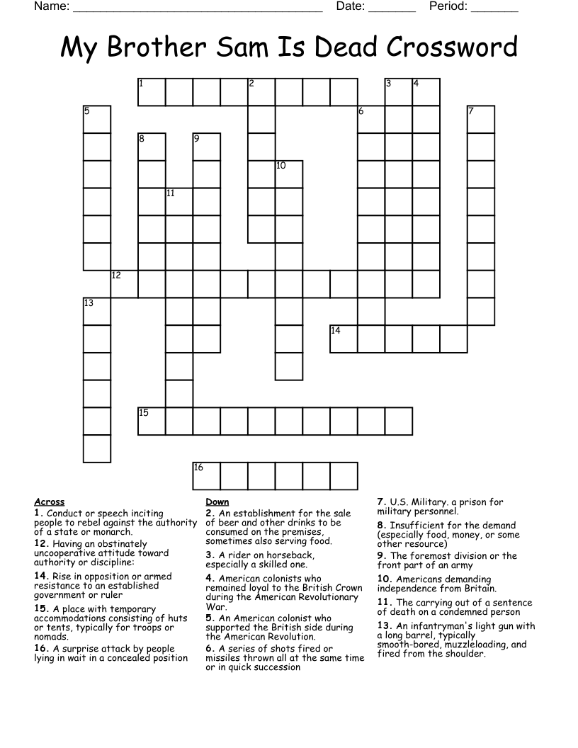 My Brother Sam Is Dead Crossword