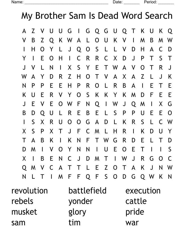 My Brother Sam Is Dead Word Search 