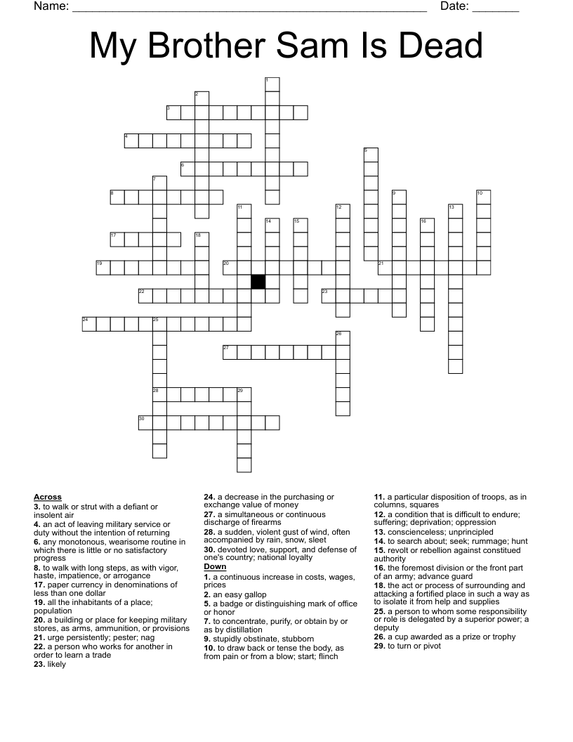My Brother Sam Is Dead      Crossword