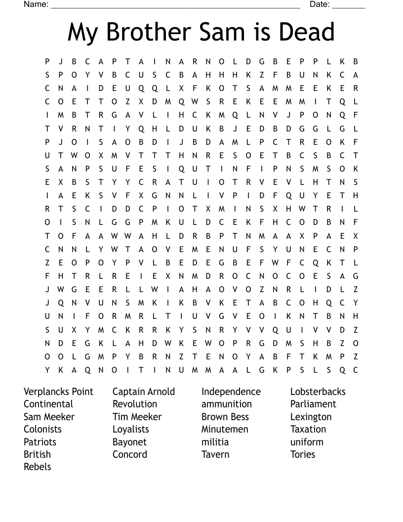 My Brother Sam is Dead Word Search
