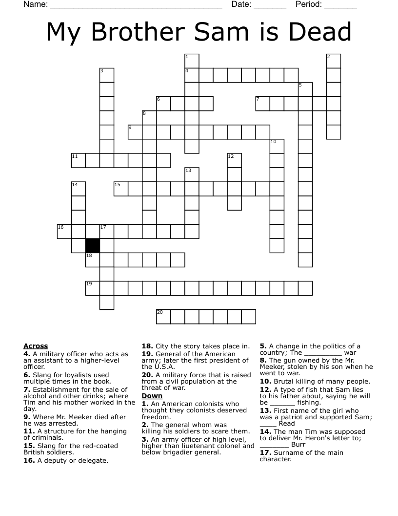 My Brother Sam is Dead Crossword