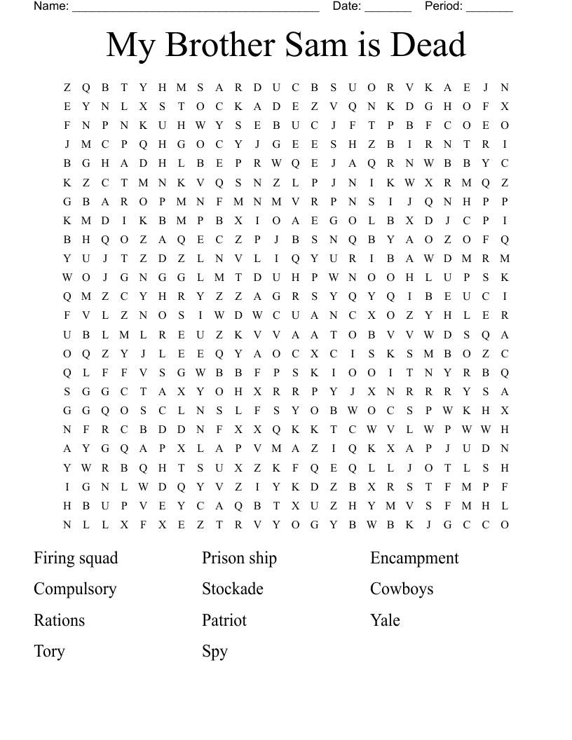 My Brother Sam is Dead Word Search