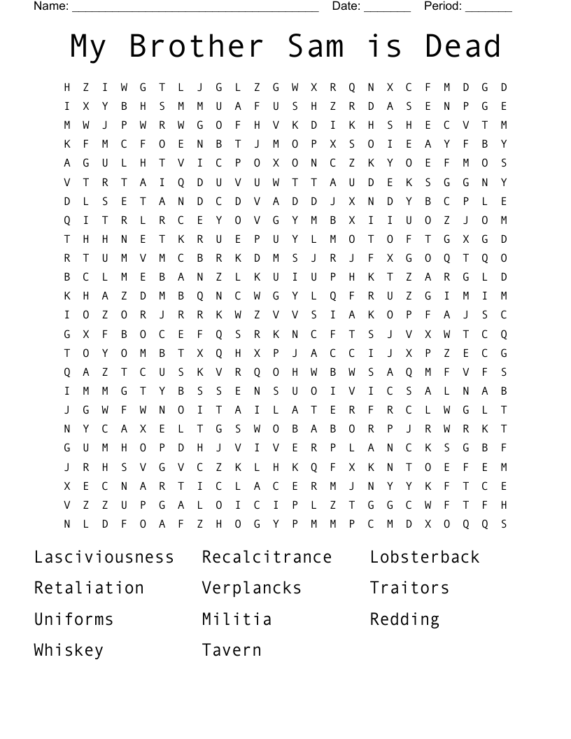 My Brother Sam is Dead  Word Search