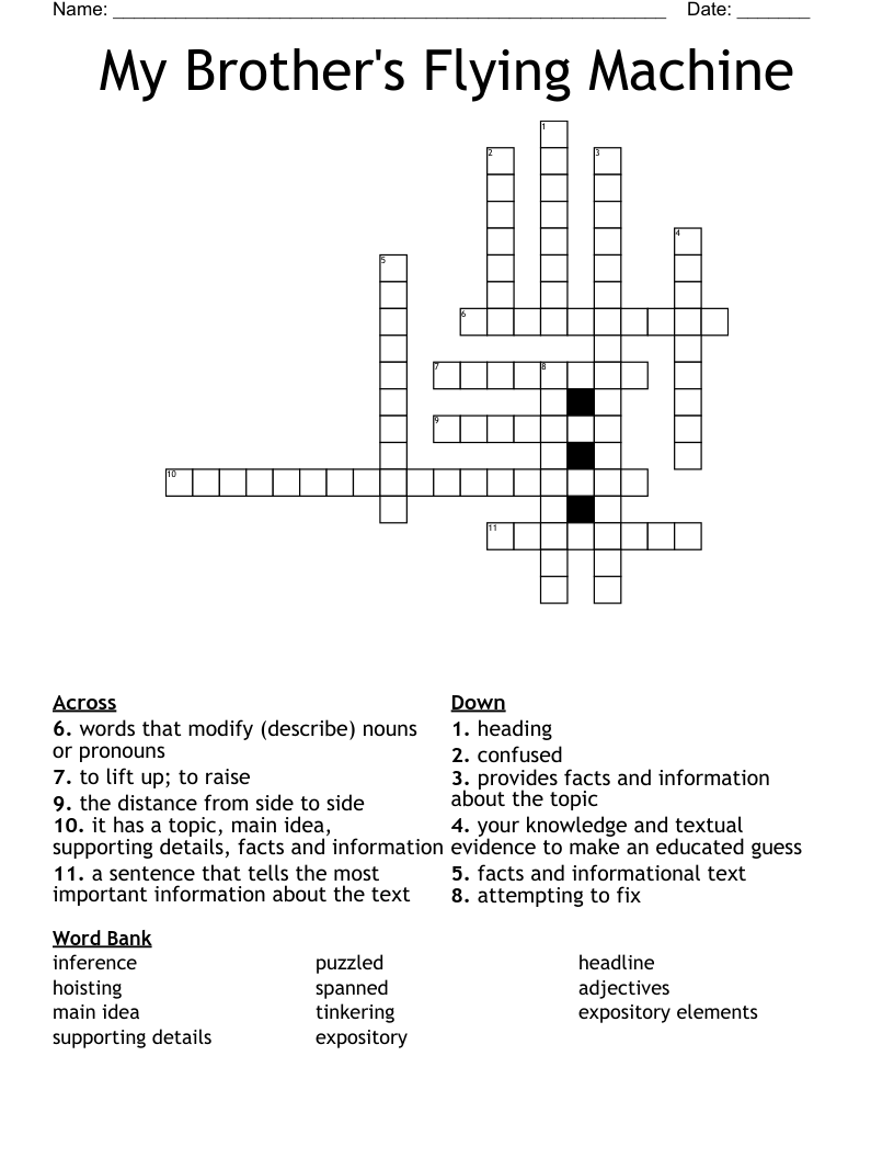 My Brother's Flying Machine Crossword