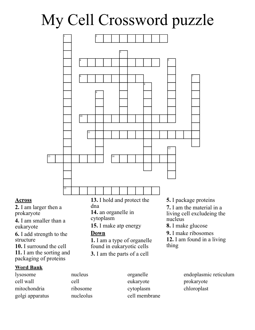 My Cell Crossword puzzle