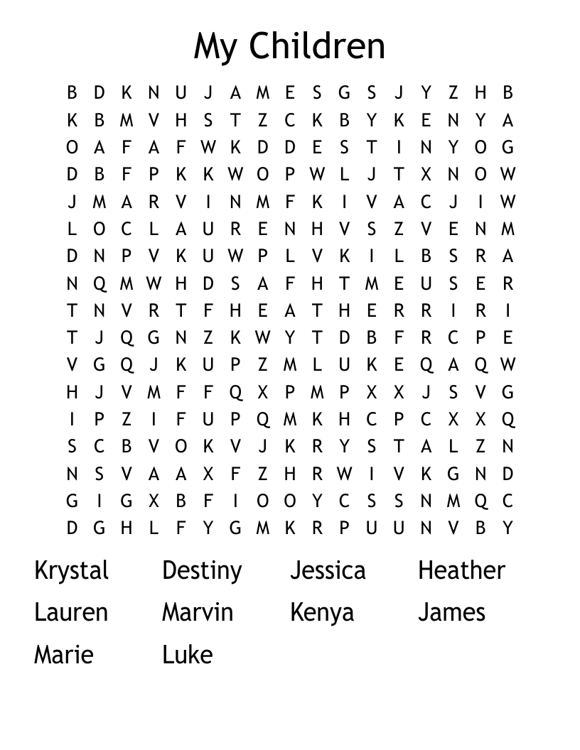 My Children Word Search