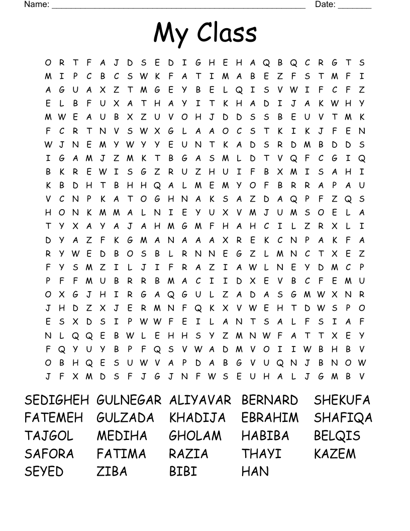 My Class Word Search