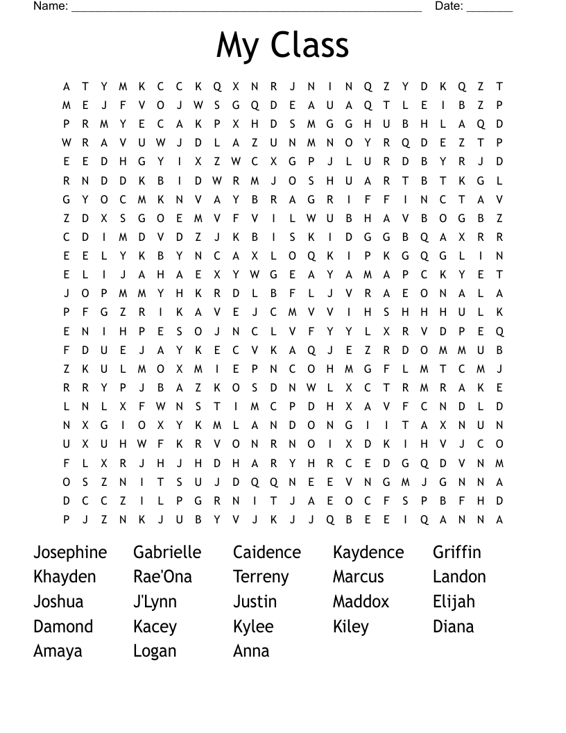 My Class Word Search