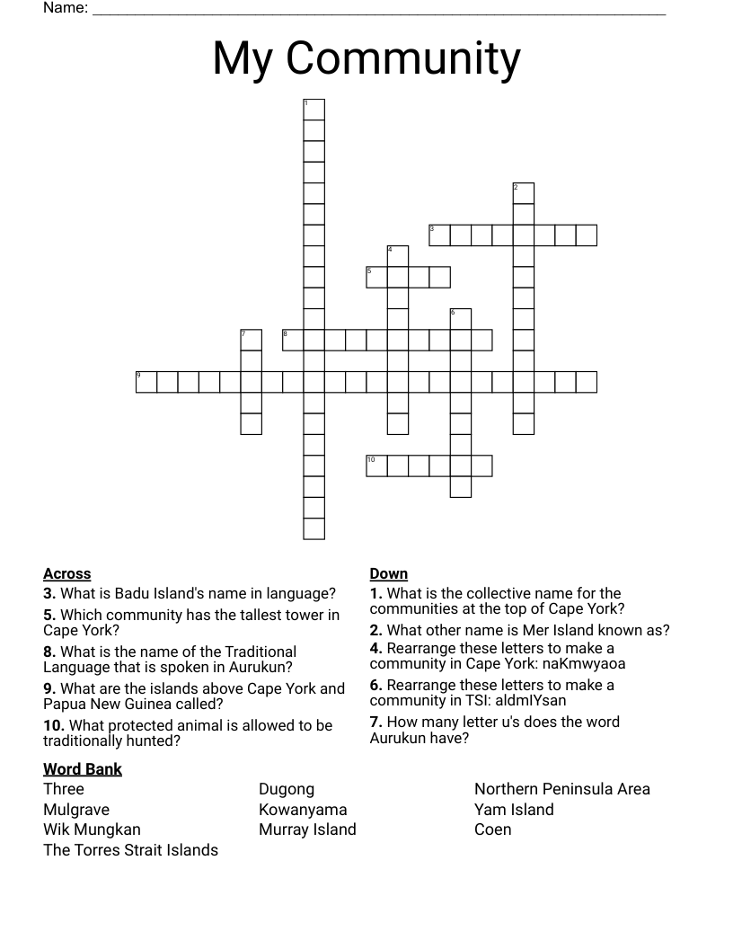 My Community Crossword