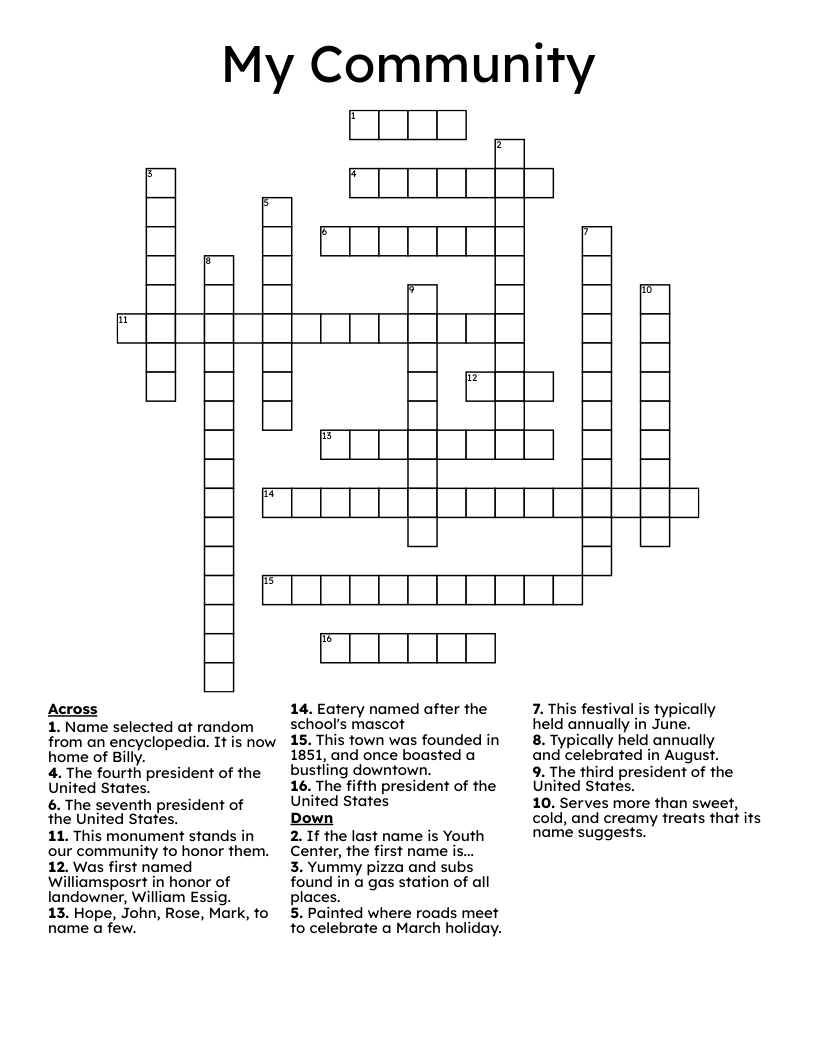 My Community Crossword