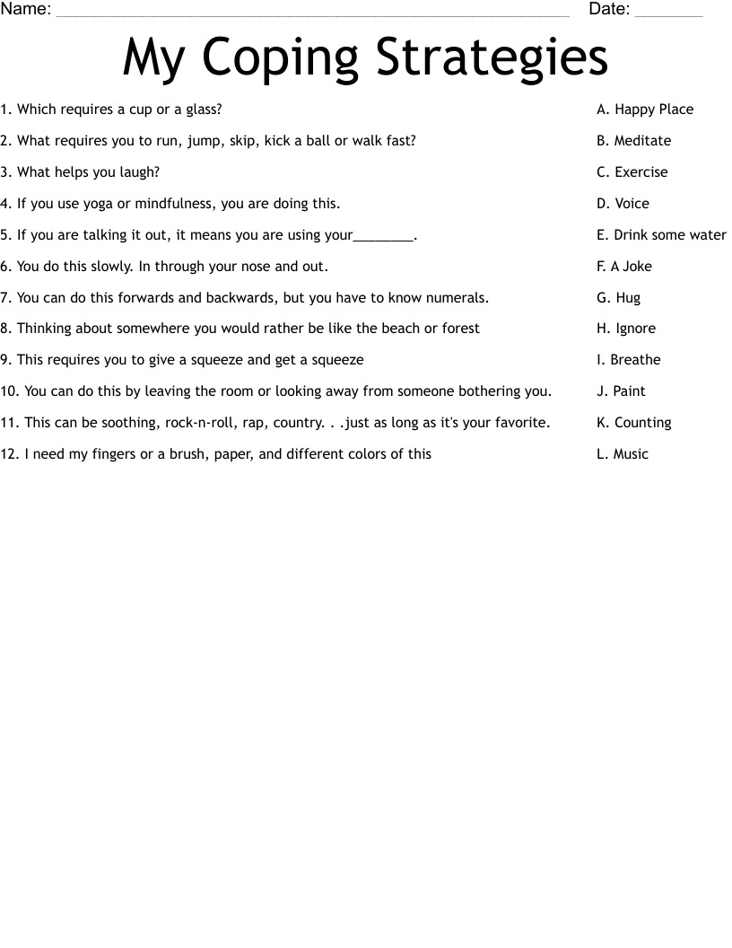 My Coping Strategies Worksheet