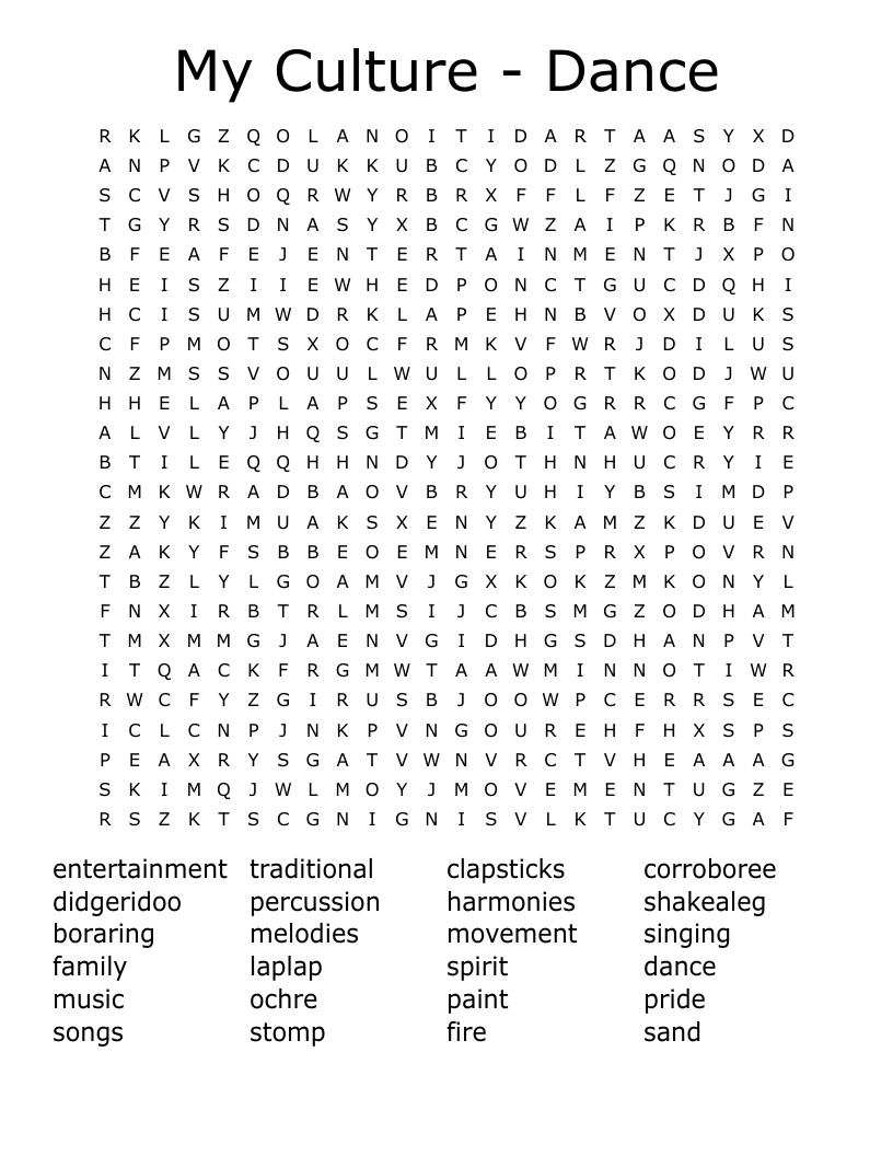 My Culture - Dance Word Search