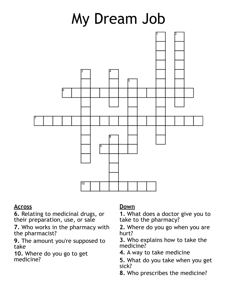 My Dream Job Crossword