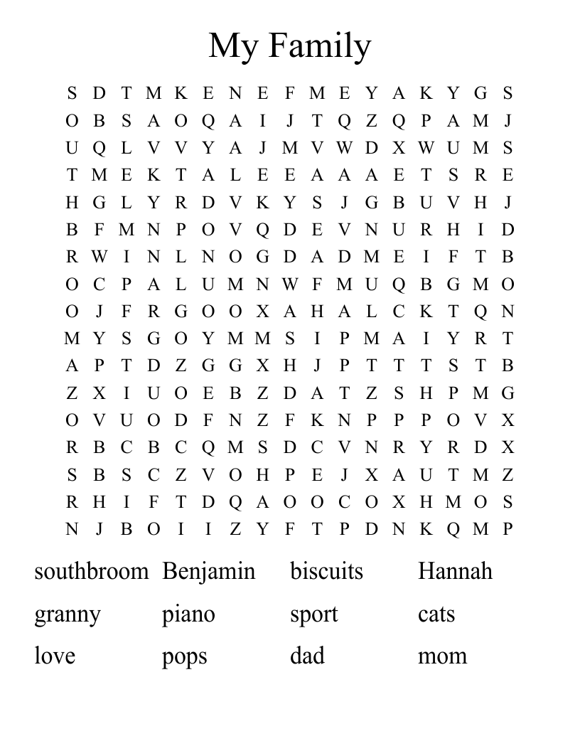 My Family Word Search