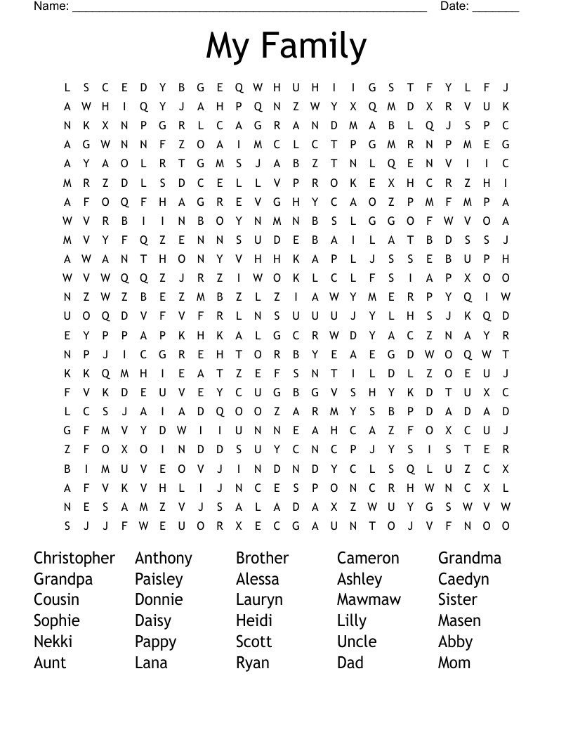 My Family Word Search