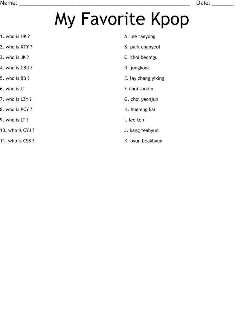 My Favorite Kpop  Worksheet