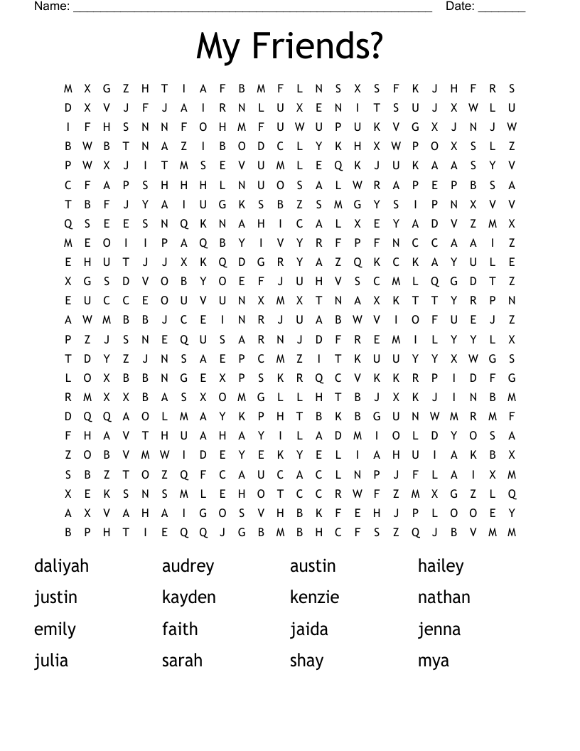 My Friends? Word Search