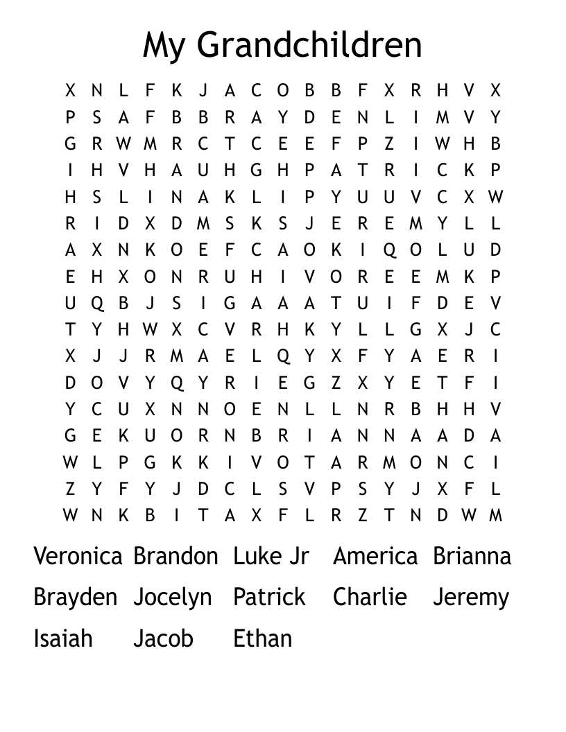 My Grandchildren  Word Search