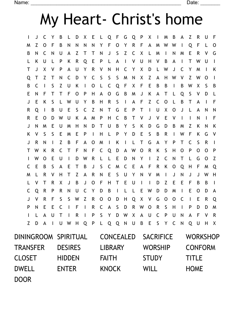 My Heart- Christ's home Word Search