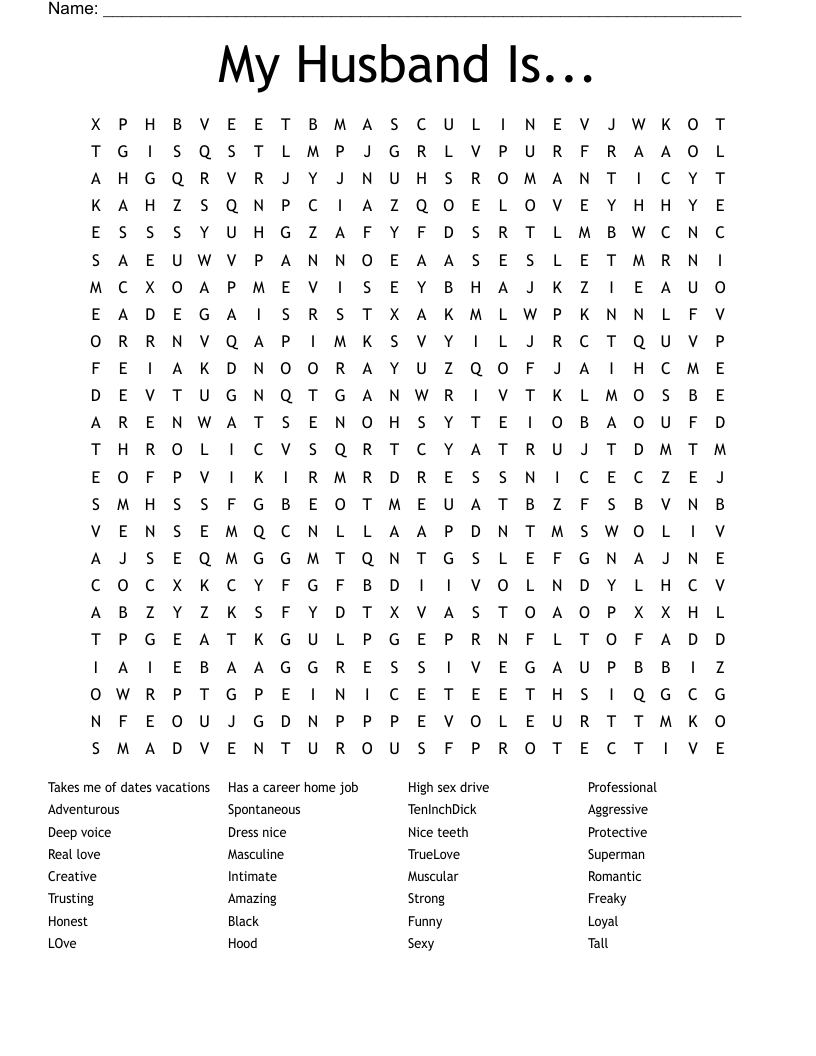 My Husband Is... Word Search