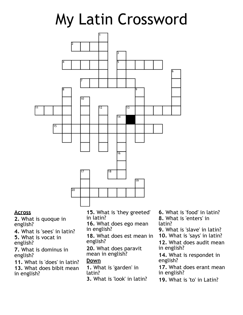 My Latin Crossword