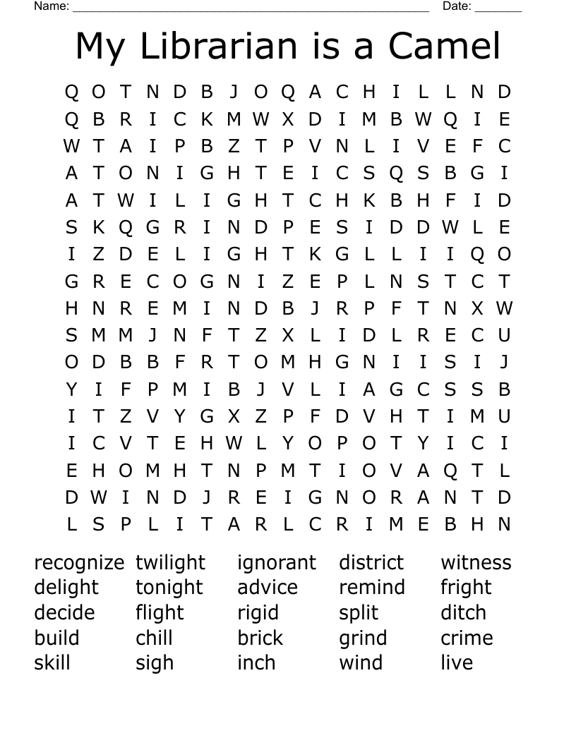 My Librarian is a Camel Word Search