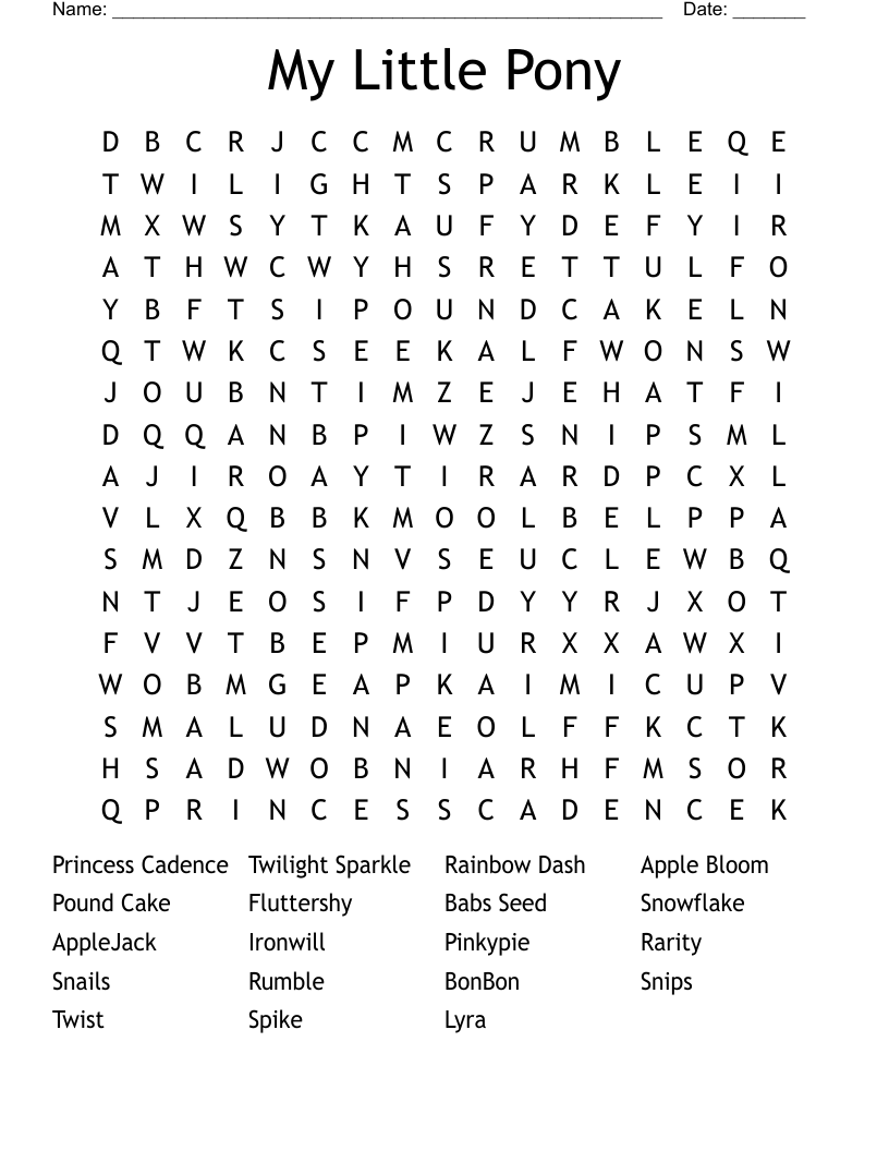 My Little Pony Word Search