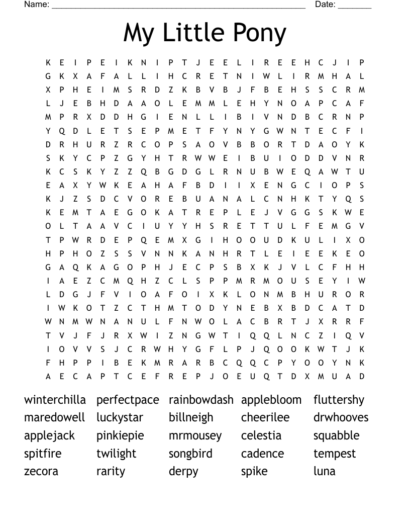My Little Pony Word Search