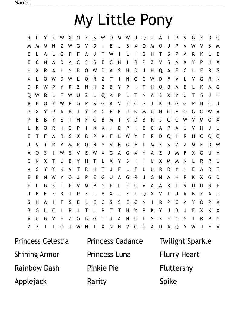 My Little Pony Word Search