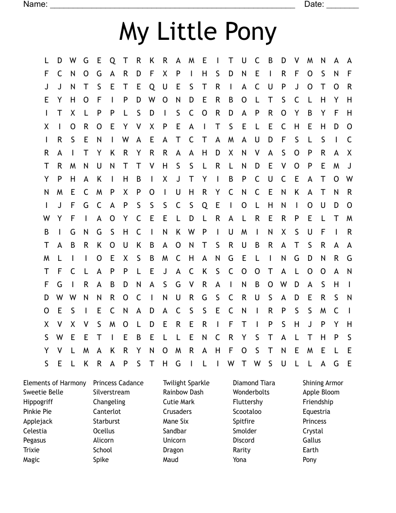 My Little Pony Word Search