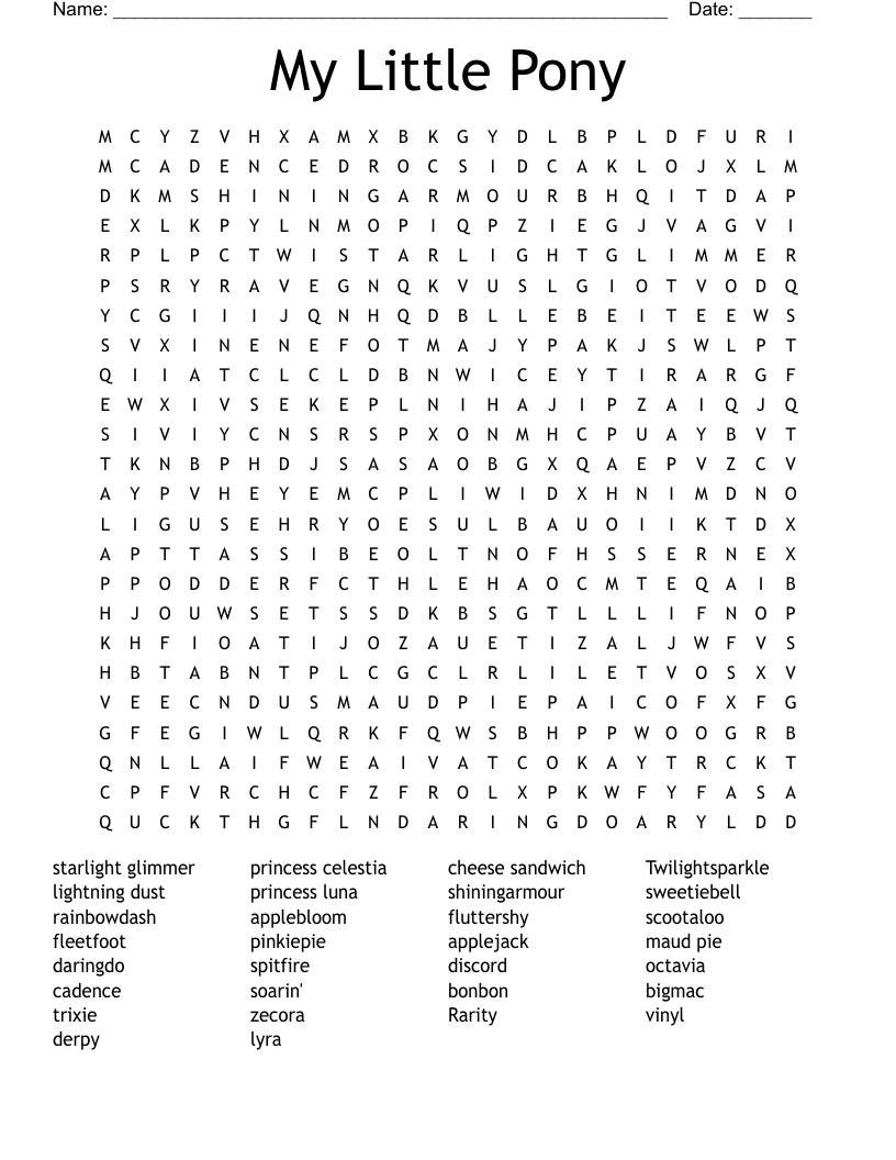 My Little Pony Word Search