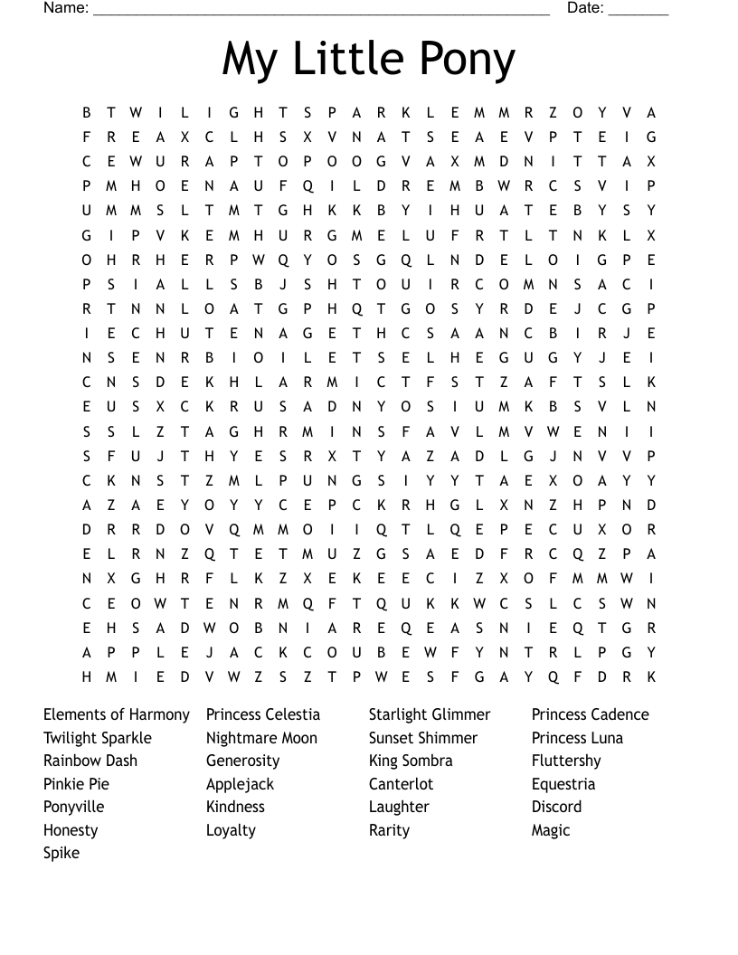 My Little Pony  Word Search