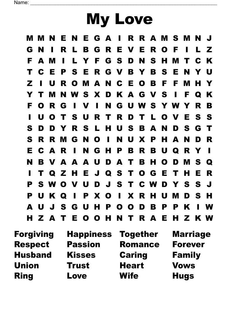 My Love Word Search