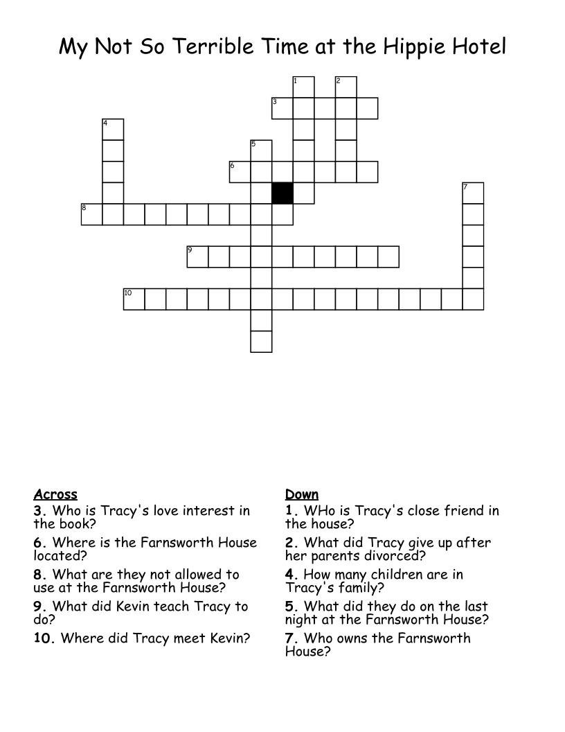My Not So Terrible Time at the Hippie Hotel Crossword
