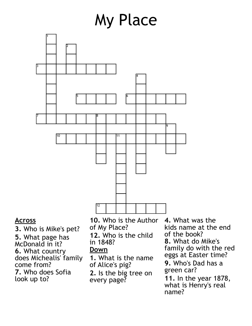 My Place Crossword