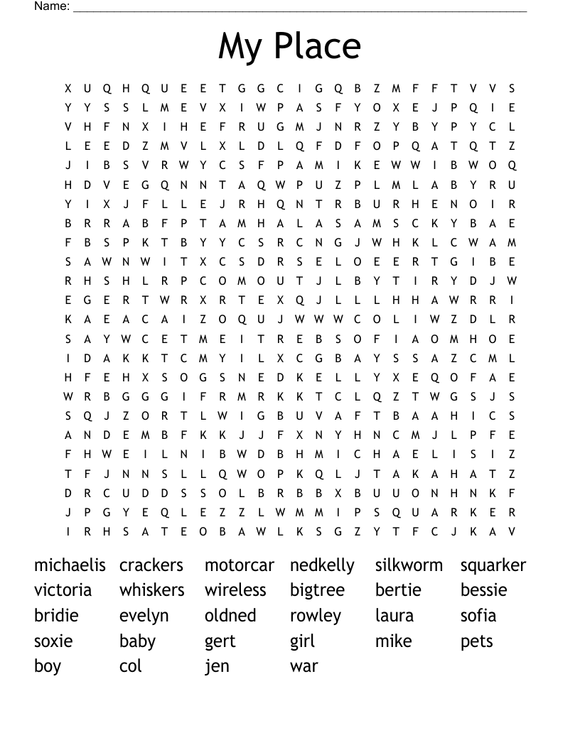 My Place Word Search