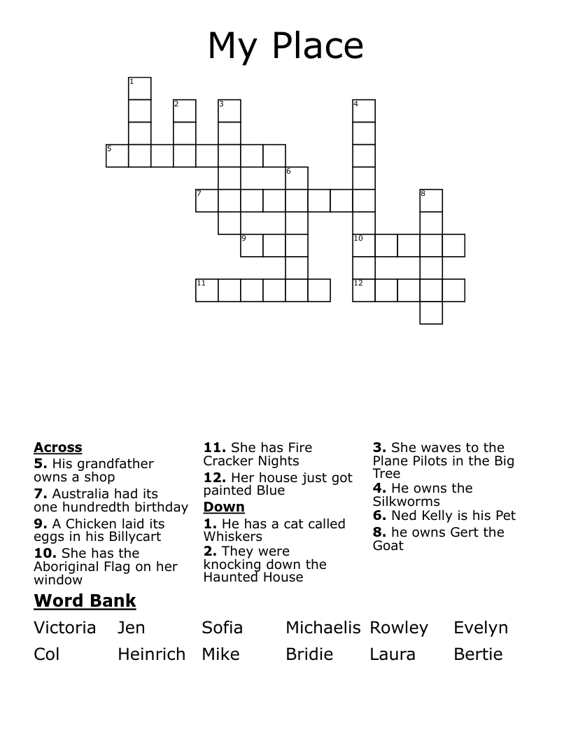 My Place Crossword