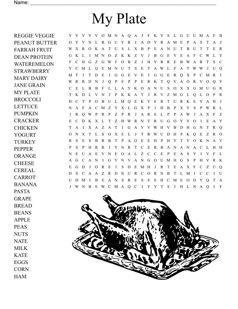 My Plate Word Search