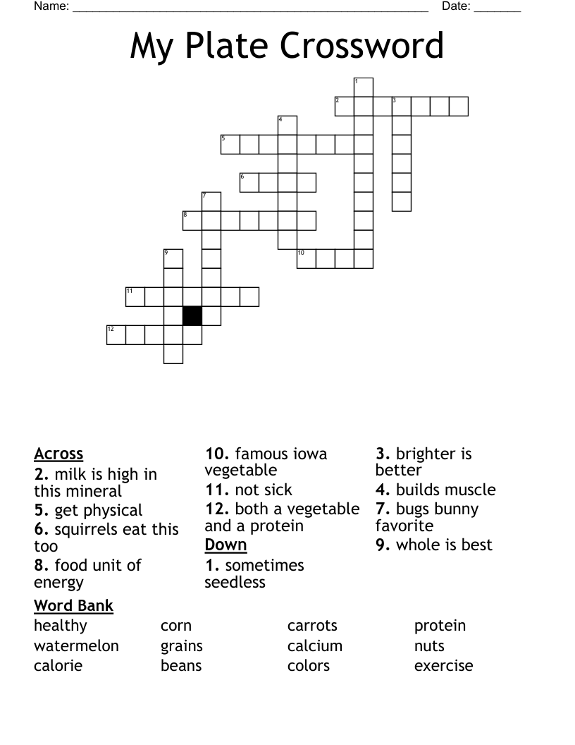 My Plate Crossword