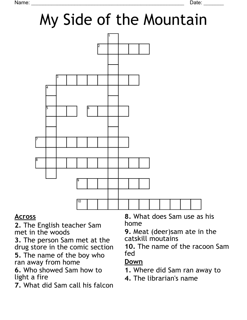 My Side of the Mountain Crossword