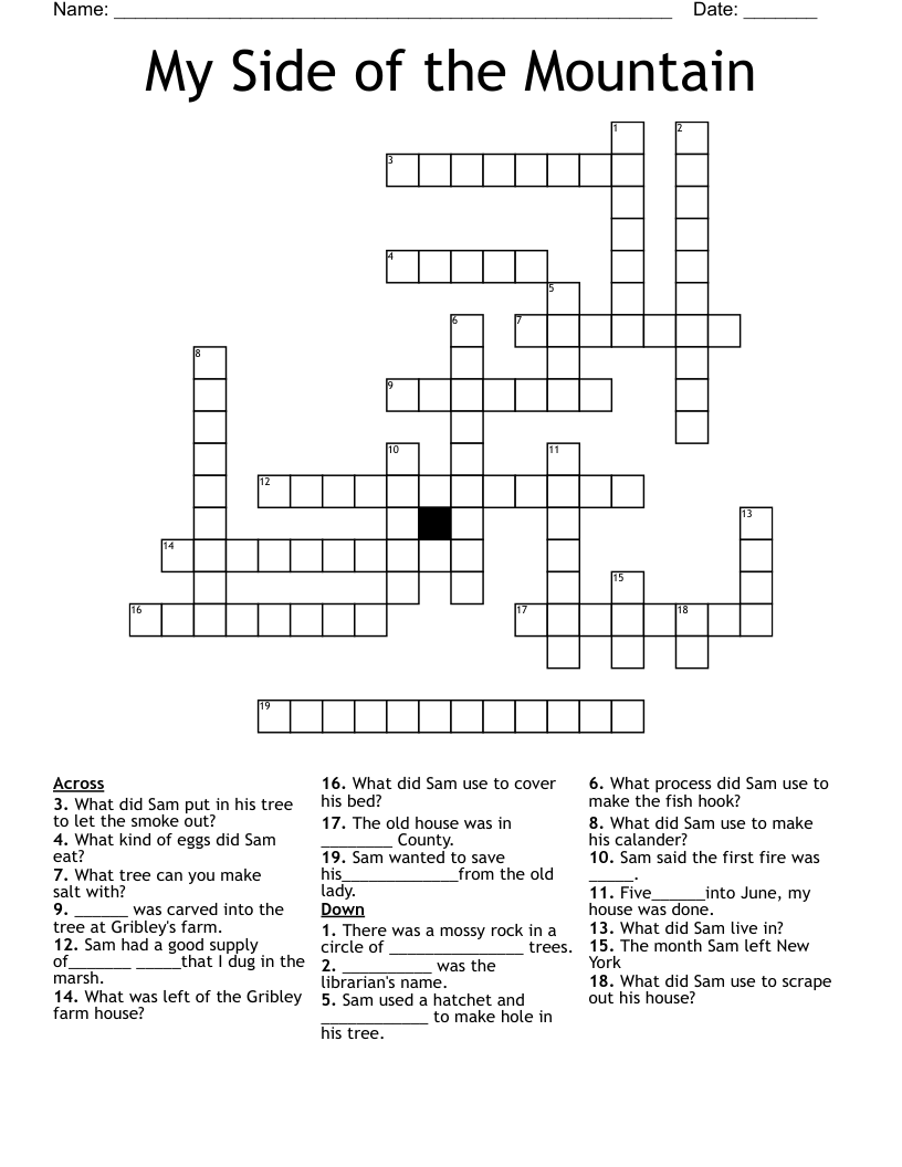 My Side of the Mountain Crossword