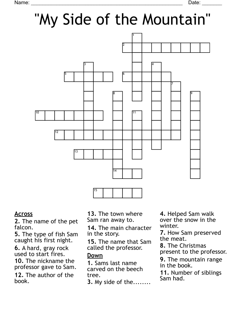 "My Side of the Mountain" Crossword