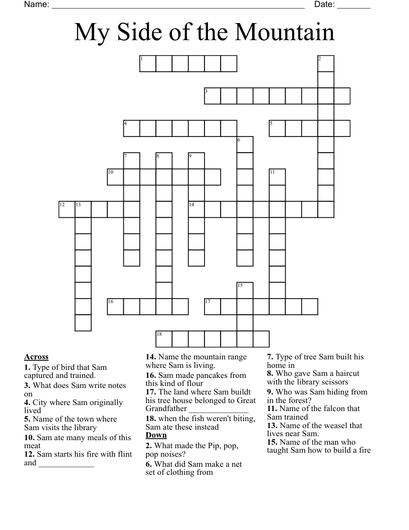 My Side of the Mountain Crossword