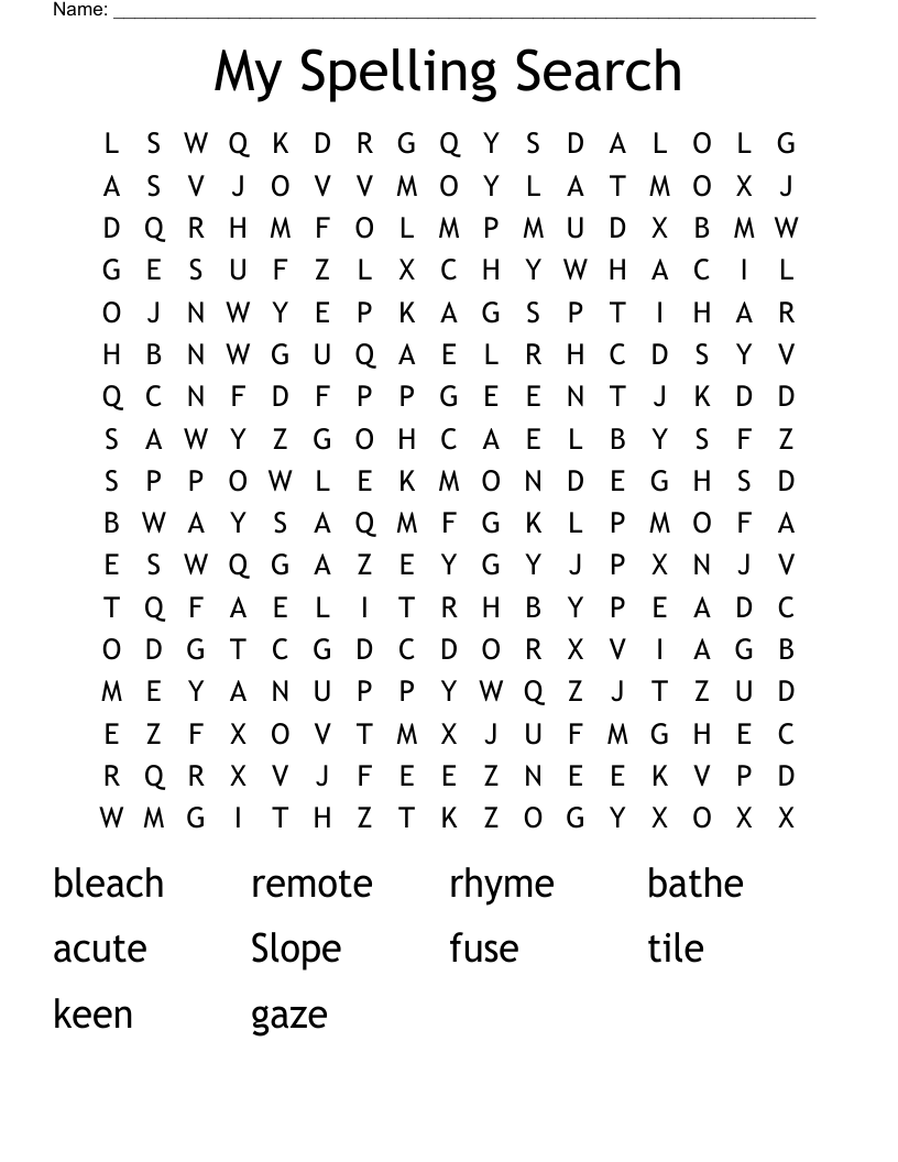 My Spelling Search Word Search