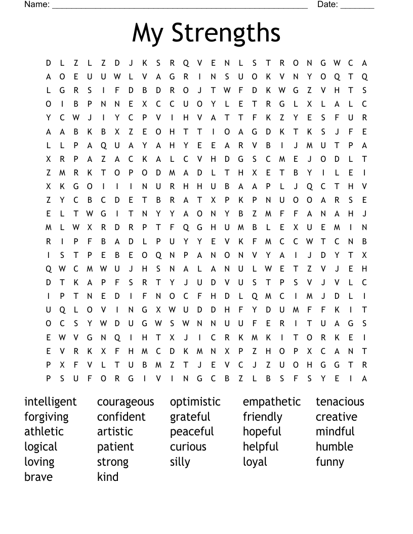 My Strengths Word Search